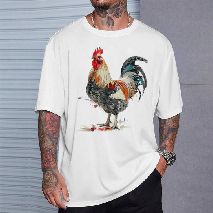 ニワトリ 動物 カラフル 動物園 絵画 イラスト ニワトリ Tシャツ 彼への贈り物