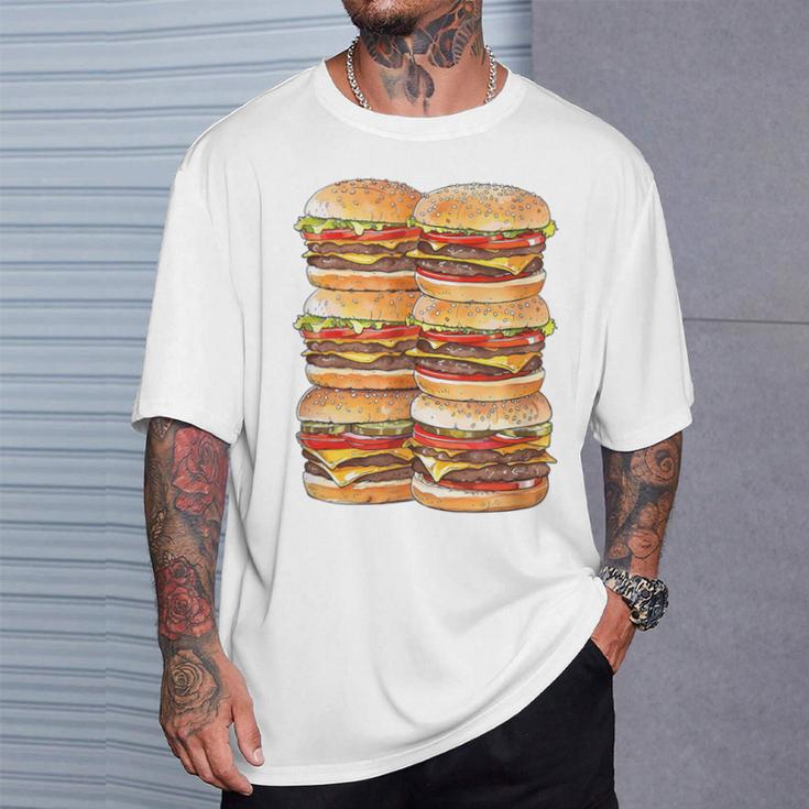 ハンバーガーデイパック ハンバーガー 6パック 腹筋 フェイク腹筋ジム Tシャツ 彼への贈り物