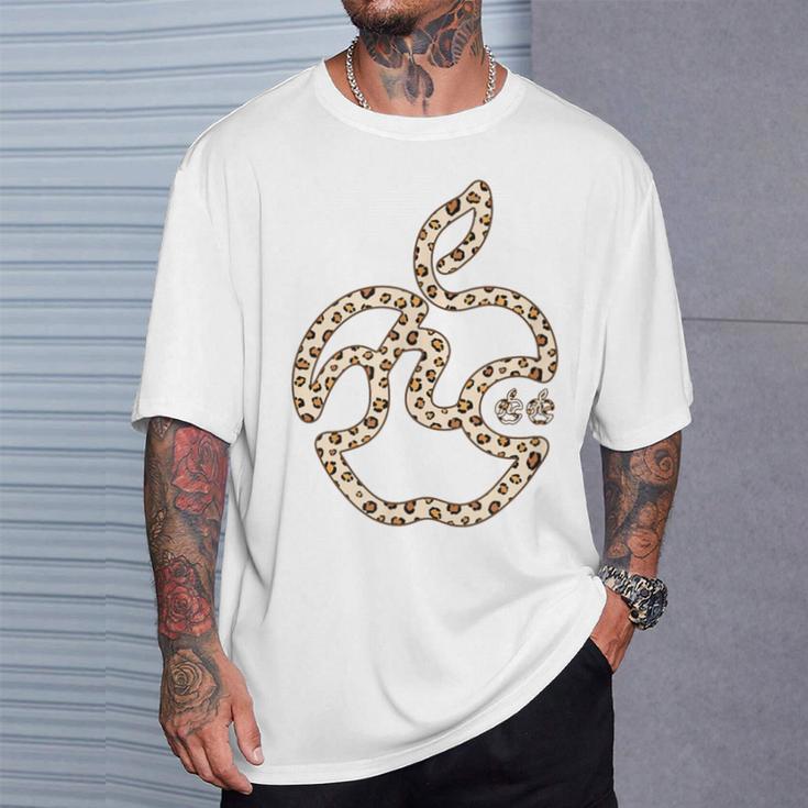 ヒョウ柄 りんご フルーツ ひらがな 隠し文字 タイポグラフィ ユニーク おもしろみ デザイン Tシャツ 彼への贈り物