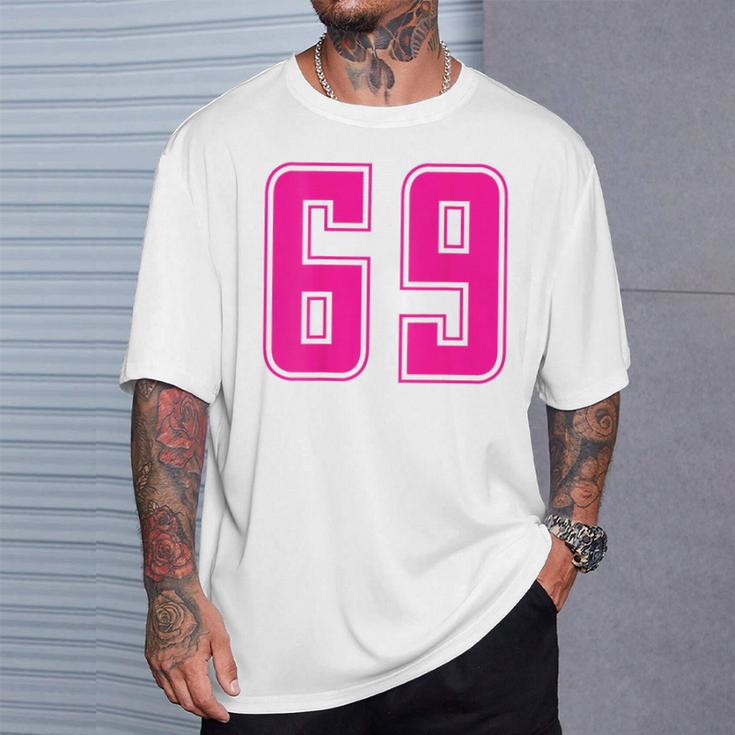 ピンク色背番号 69 チーム短大スポーツピンク色背番号付きユニフォーム Tシャツ 彼への贈り物
