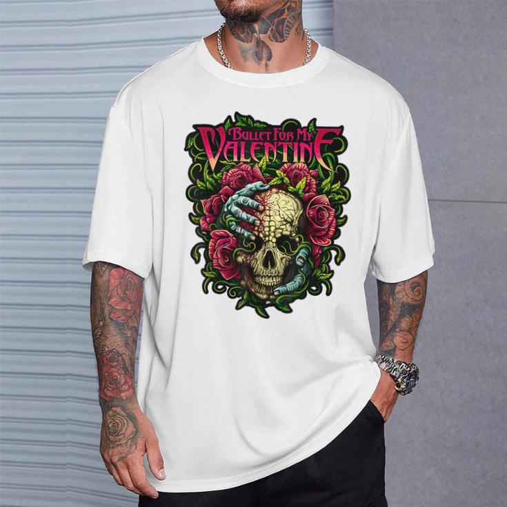 ファニー・ブレット、マイ・バレンタイン・スカル・ローゼズ、レッド・ブラッド・ホラー Tシャツ 彼への贈り物