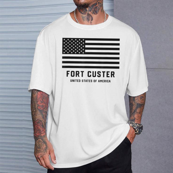 フォートカスター ミシガン州 アメリカ軍 アメリカ国旗 軍隊 Tシャツ 彼への贈り物