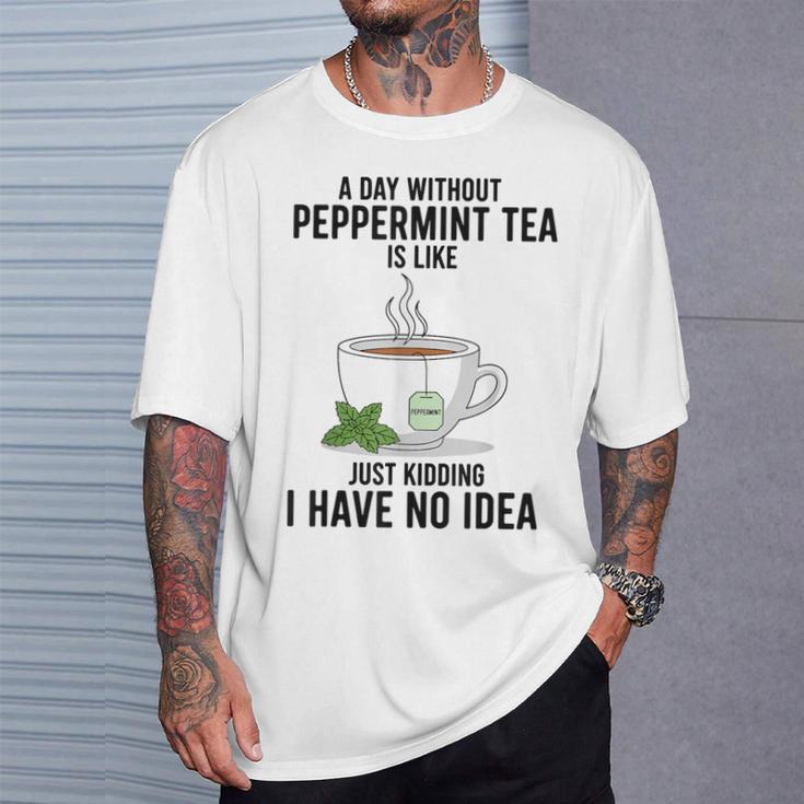 ペパーミントティーのない日は冗談のようです Tシャツ 彼への贈り物