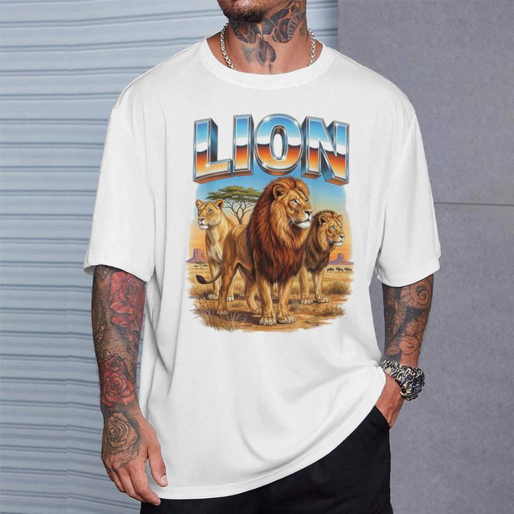 ライオン ヴィンテージ 70年代 90年代 レトロ ライオン アフリカ 動物好き Tシャツ 彼への贈り物