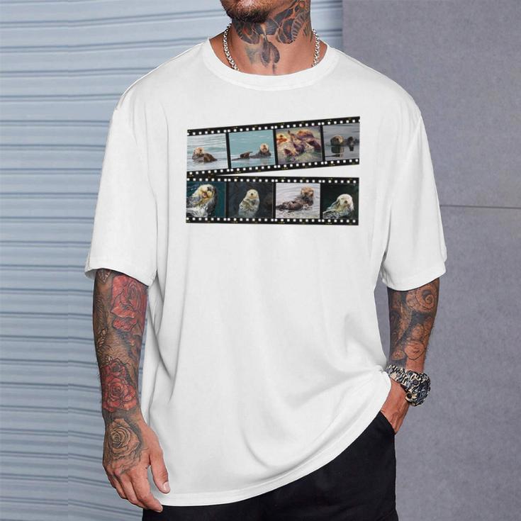ラッコ フィルムストリップ 写真 フォト コラージュ Tシャツ 彼への贈り物