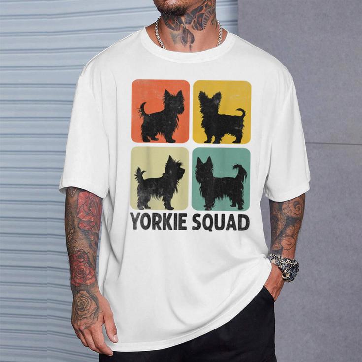 レトロ シルホーエット ヨーキー スクワッド ヨークシャーテリア ヨーキー 犬 Tシャツ 彼への贈り物