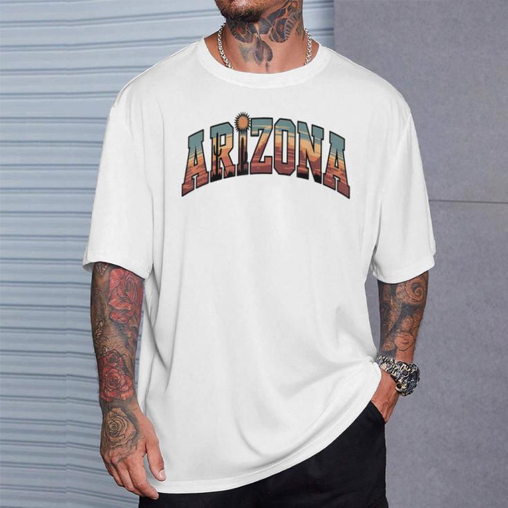 ヴィンテージアリゾナtシャツ レトロな砂漠のサグアロサボテン Tシャツ 彼への贈り物