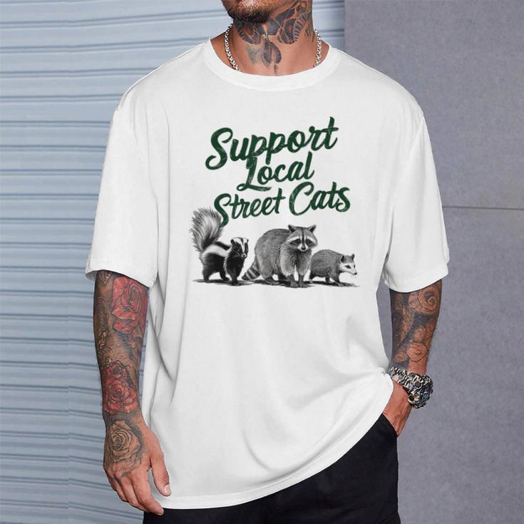 地元のストリートキャットをサポート アライグマ スカンク ポッサム Tシャツ 彼への贈り物