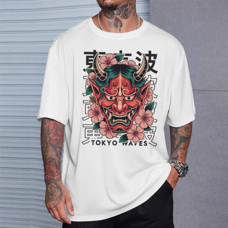 日本悪魔 般若 鬼 鬼 仮面 妖怪鬼 鬼 仮面 長袖tシャツ Tシャツ 彼への贈り物