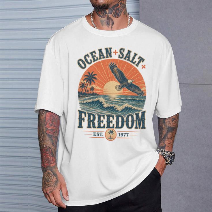 海 塩 自由 沿岸 愛国的 ワシ レトロ 夕日 長袖tシャツ Tシャツ 彼への贈り物