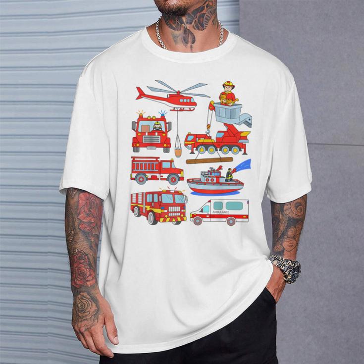消防車 消防士 消防士 消防車 消防車 男の子 Tシャツ 彼への贈り物