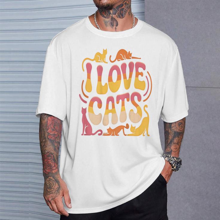 バックプリント 猫好き 引用 おもしろ猫 ミーム I Love Cats Tシャツ 彼への贈り物