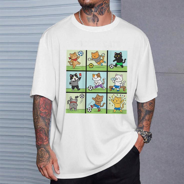 猫好きのためのフィットネス猫サッカーグラフィック Tシャツ 彼への贈り物