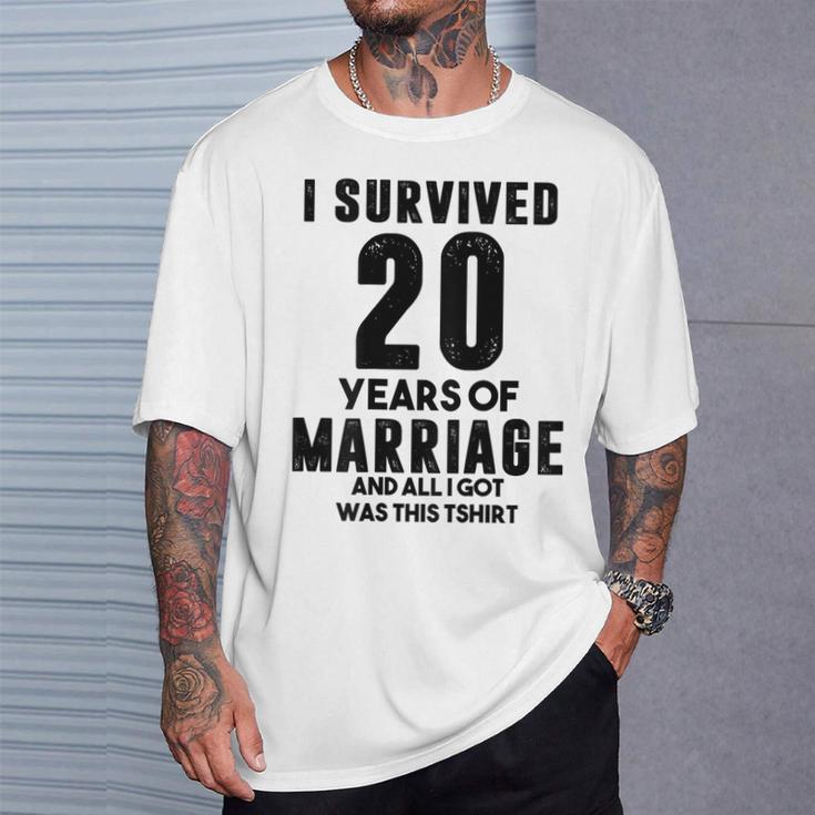 結婚20周年記念 カップル 妻 夫 裏面 Tシャツ 彼への贈り物