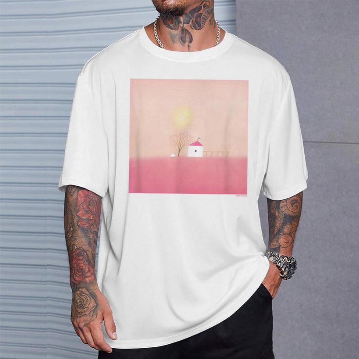 詩とメルヘン 葉祥明 ピンク屋根のぼくの家 Tシャツ 彼への贈り物