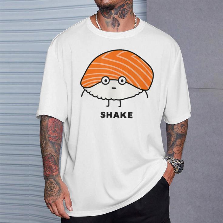 鮭 サーモン 握り寿司 顔 イラスト かわいい おもしろ 面白い 簡単 シンプル ゆるい ネタ 寿司 Tシャツ 彼への贈り物