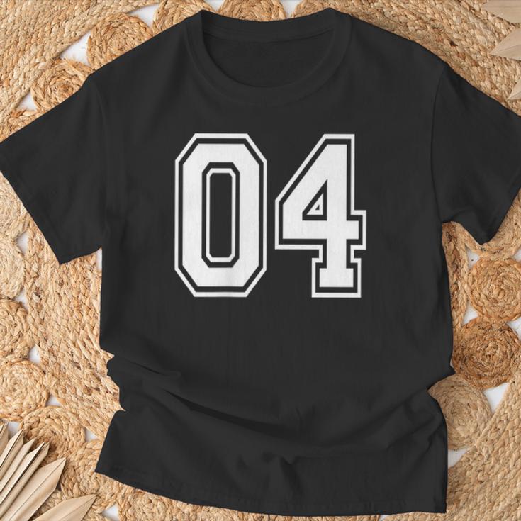 04番のスポーツチームスタイル。ホワイト。 Tシャツ 高齢者への贈り物