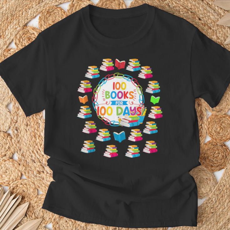 100 Books For 100 Days 100th Day Of School Top Teacher Kid T-Shirt Gifts for Old Men