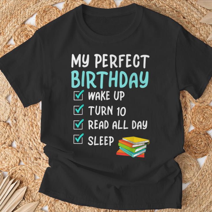 10th Perfect Birthday Reading 10 Years Old Book Lover T-Shirt Gifts for Old Men