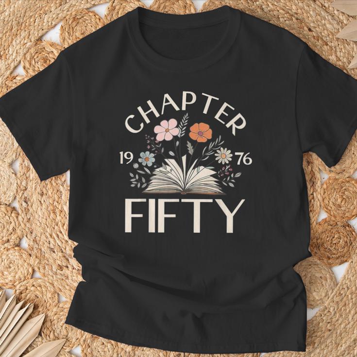 1976 Chapter Fifty 50th Birthday Decorations Wildflower Book T-Shirt Gifts for Old Men 1976 Chapter Fifty 50th Birthday Decorations Wildflower Book T-Shirt Gifts for Old Men