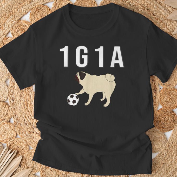 1G1a Pug くるりん尻尾のパグ おもしろ Tシャツ 高齢者への贈り物