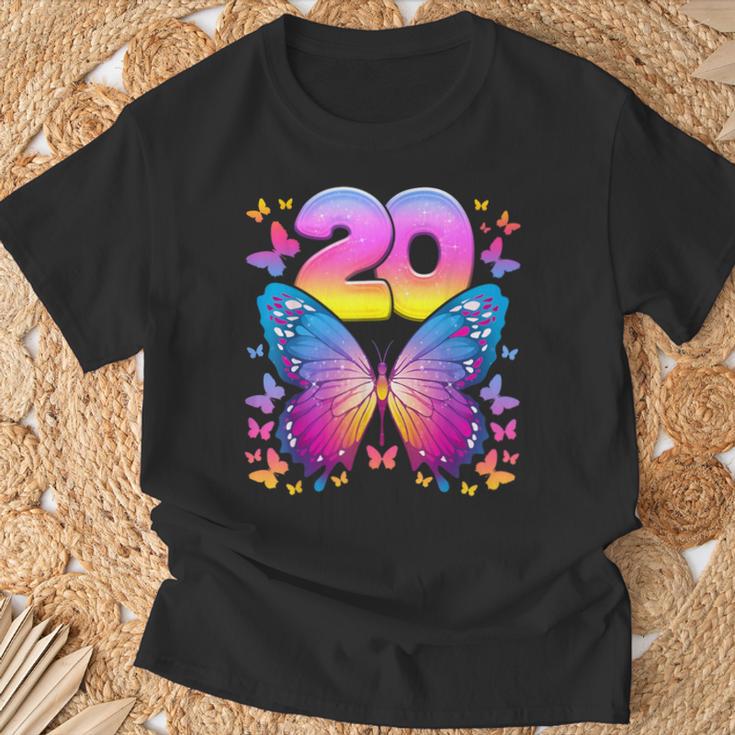 20 歳の誕生日、女の子 20 歳、蝶、数字 20 Tシャツ 高齢者への贈り物