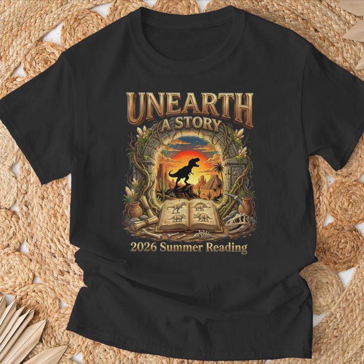 2026 Summer Reading Dinosaur Unearth A Story Book Lover T-Shirt Gifts for Old Men
