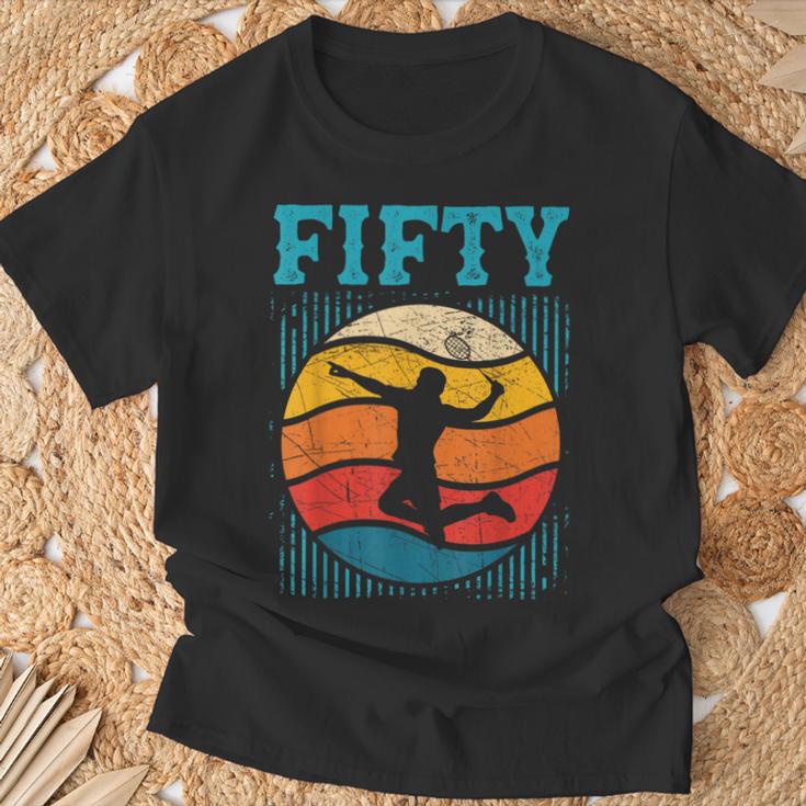 50歳の誕生日 レトロ バドミントン 50歳 男性 女性 Tシャツ 高齢者への贈り物