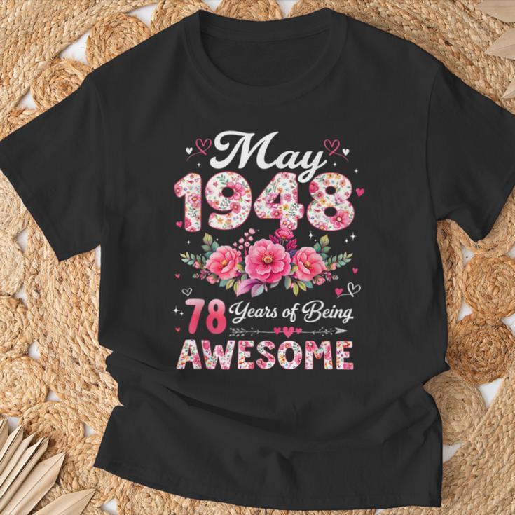 78歳 1948年5月 花柄 78歳 誕生日 男性 女性 Tシャツ 高齢者への贈り物