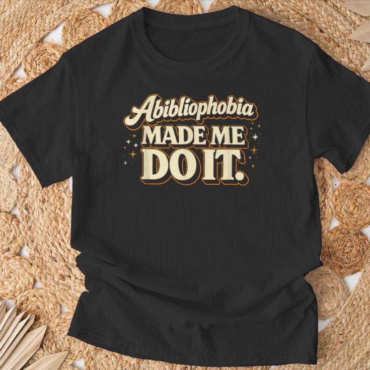Abibliophobia Book Lover Humor Reading Novelty T-Shirt Gifts for Old Men