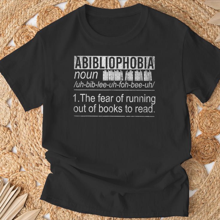 Abibliophobia The Fear Of Running Out Of Books Reading T-Shirt Gifts for Old Men
