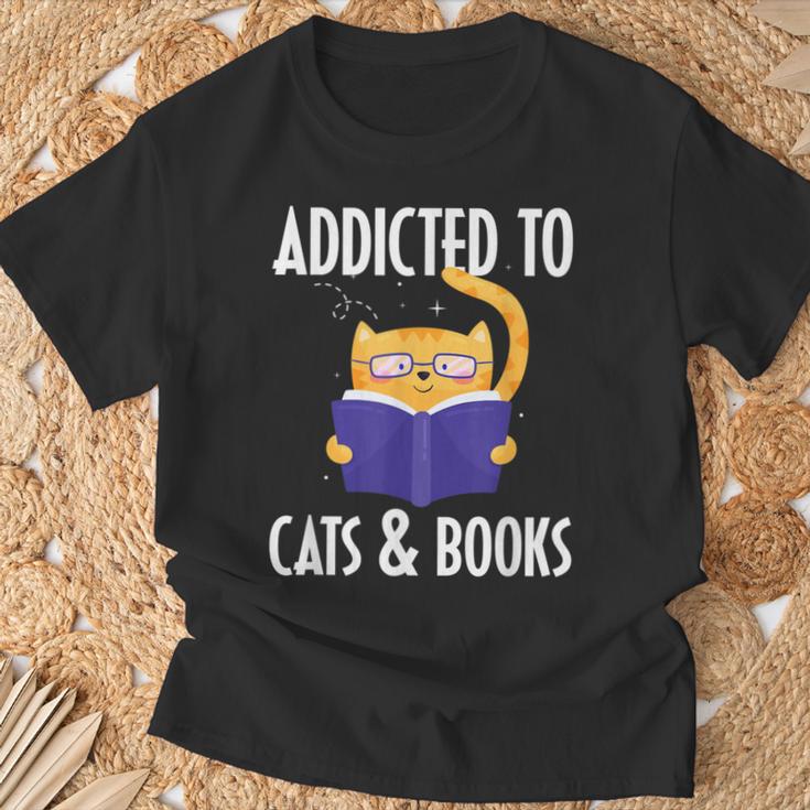Addicted To Cats And Books Orange Tabby Cat Men Women Kids T-Shirt Gifts for Old Men Addicted To Cats And Books Orange Tabby Cat Men Women Kids T-Shirt Gifts for Old Men