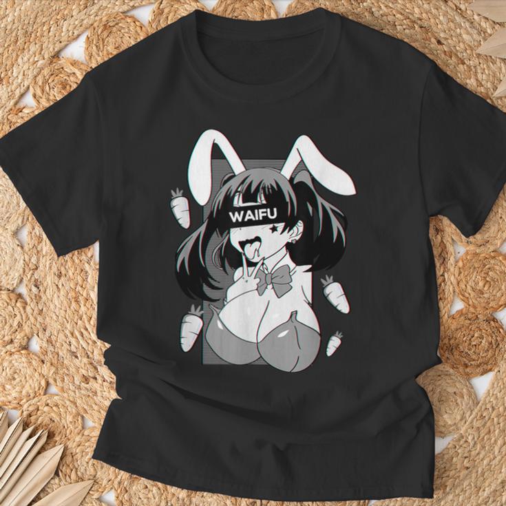Ahegao Lewd アニメ 顔とウサギの女の子 コスチューム オタク用 Tシャツ 高齢者への贈り物