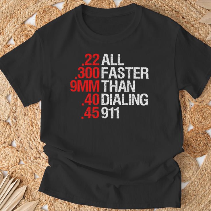All Faster Than Dialing 911 ガン愛好家 Tシャツ 高齢者への贈り物