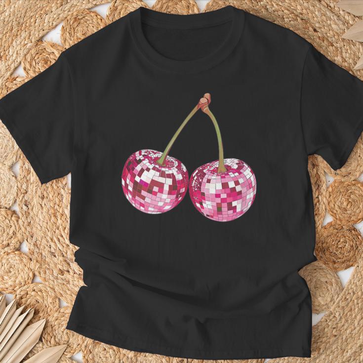 Ästhetischer Trendiger Y2k-Disco-Kugel Mit Kirsche Für Damen Girly T-Shirt Geschenke für alte Männer