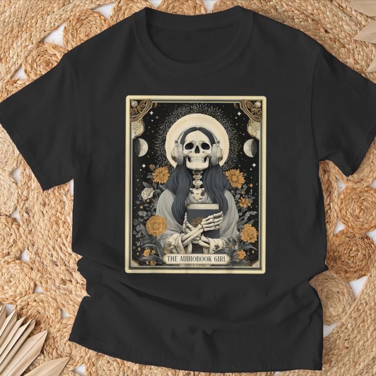 The Audiobook Girl Books Headphones Tarot Card Skeleton T-Shirt Gifts for Old Men The Audiobook Girl Books Headphones Tarot Card Skeleton T-Shirt Gifts for Old Men
