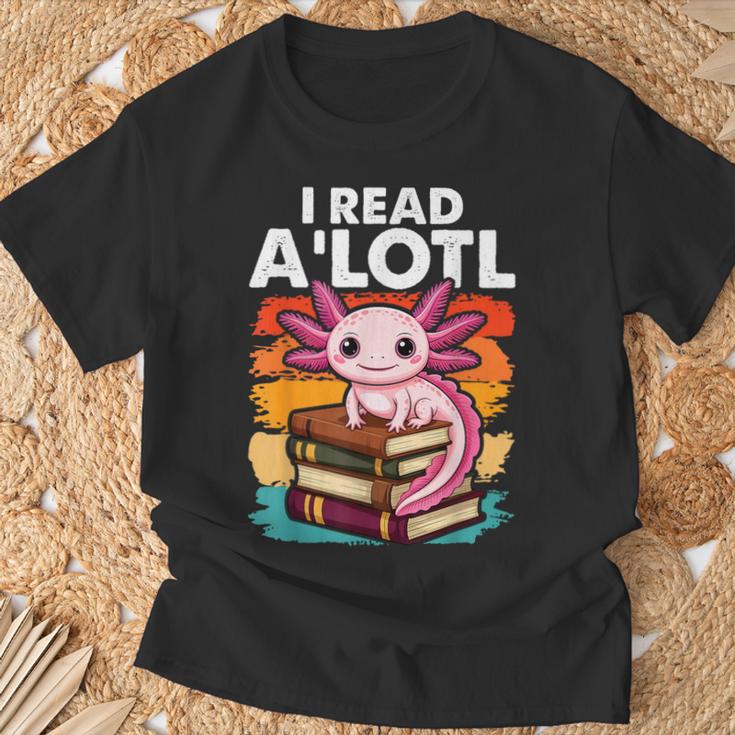 Axolotl Book Lover Librarian Reading Library Readers T-Shirt Gifts for Old Men