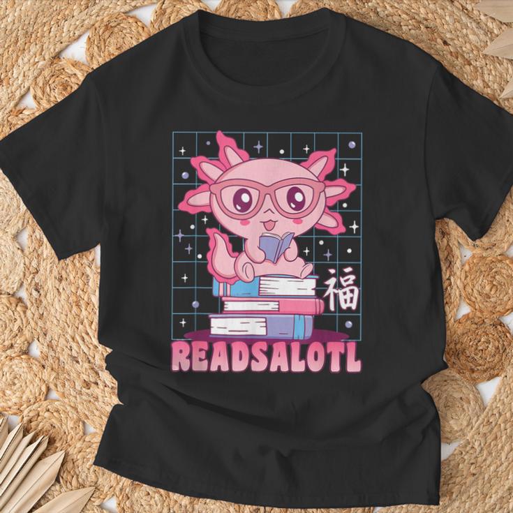 Axolotl Books Readsalotl Reading Bookworm Boys Girls Kids T-Shirt Gifts for Old Men