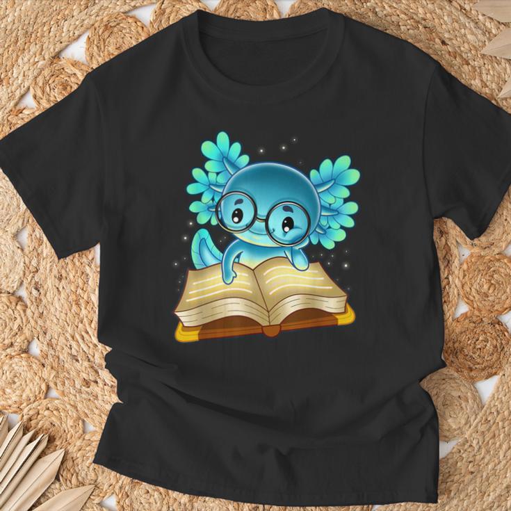 Axolotl Read Book Ambystoma Mexicanum Mexican Walking Fish T-Shirt Gifts for Old Men