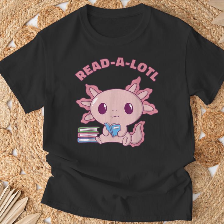 Axolotl Read A Lotl Book Lover Reading Books Cute T-Shirt Gifts for Old Men