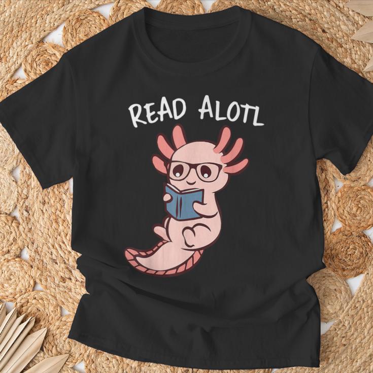 Axolotl Reading a Book Read Alotl Books Axolotl Book T-Shirt Gifts for Old Men