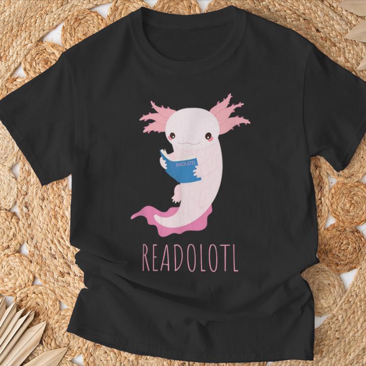 AXOLOTL Reads a Book READOLOTL Bookworm Axolotl T-Shirt Gifts for Old Men