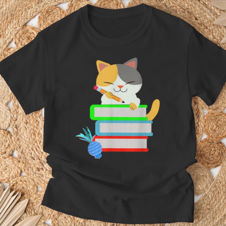 Back To School Kawaii Cat School Books Homework For Men Women Kids T-Shirt Gifts for Old Men