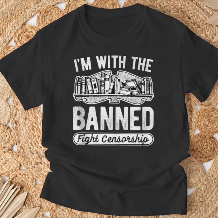 Banned Books Fight Censorship I'm With The Banned Book Pun T-Shirt Gifts for Old Men Banned Books Fight Censorship I'm With The Banned Book Pun T-Shirt Gifts for Old Men