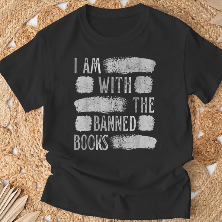 I Am With The Banned Books Reading Lovers Protest Book Bans T-Shirt Gifts for Old Men