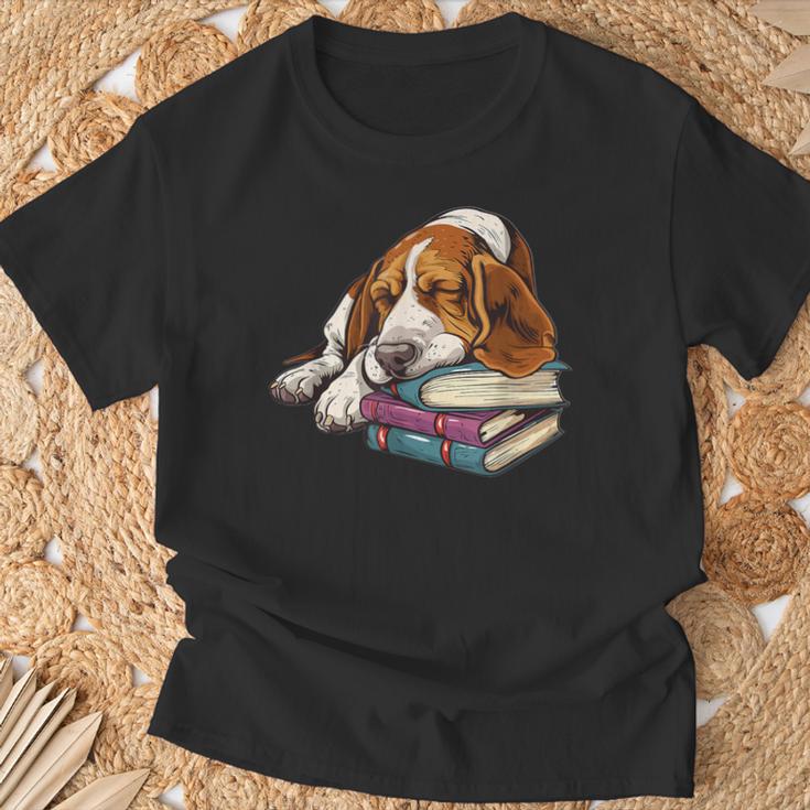Basset Hound Books Dog Breed Graphic T-Shirt Gifts for Old Men