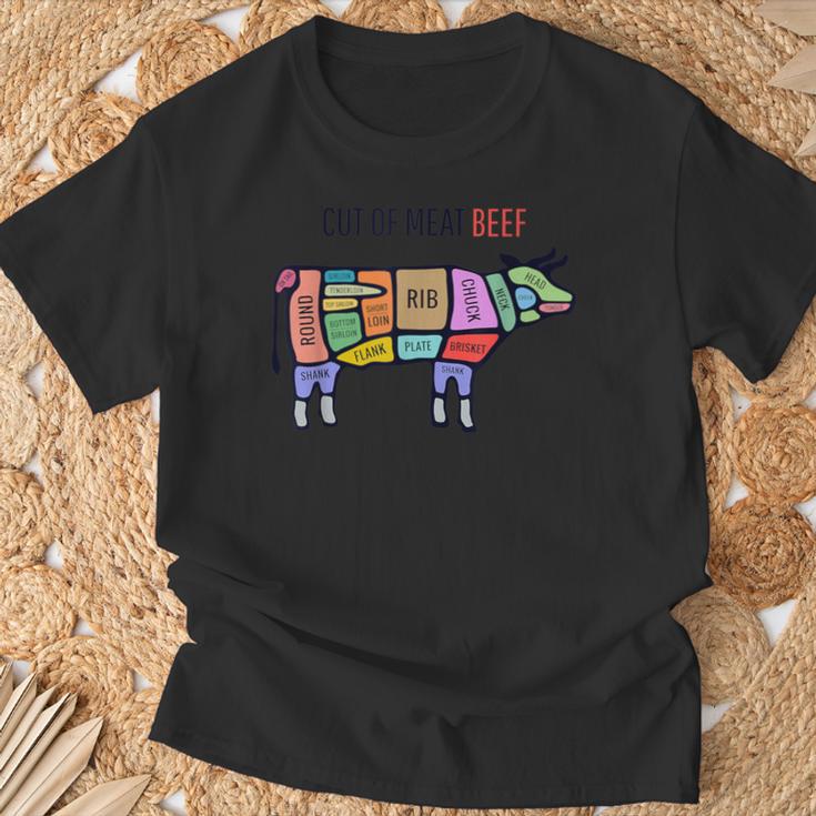 Beef Meat Cuts Line Art Butcher Cut Illustration Graphic Tシャツ 高齢者への贈り物