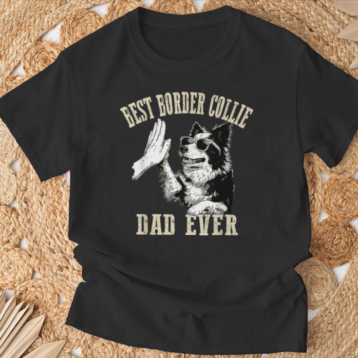 Best Dog Dad Ever ヴィンテージ 面白い かわいい ボーダーコリー 犬 Tシャツ 高齢者への贈り物