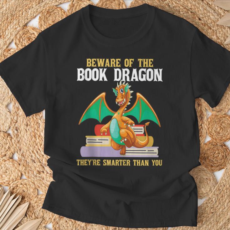 Beware Of The Book Dragon Mythical Creatures T-Shirt Gifts for Old Men