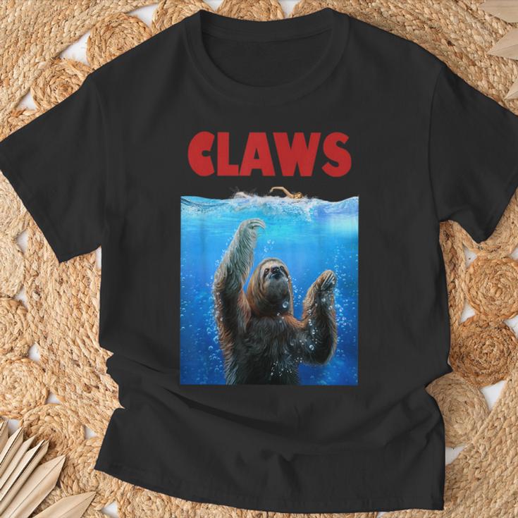Beware Of Claws 面白いナマケモノ シャーク 映画 パロディ Tシャツ 高齢者への贈り物